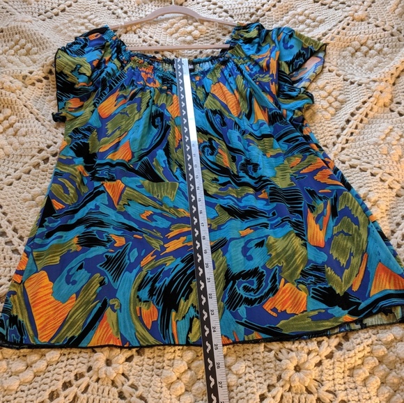 Colorful flowy luau shirt Double Take size 1x - Picture 7 of 7